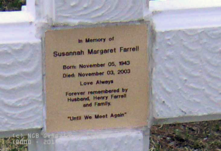 Susanna Margaret Farrell nameplate