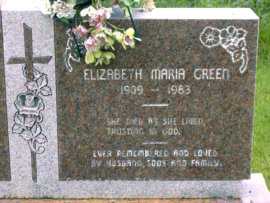 ELIZABETH MARIA GREEN