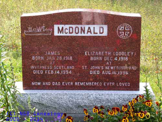 James & Elizabeth (DOOLEY) McDONALD