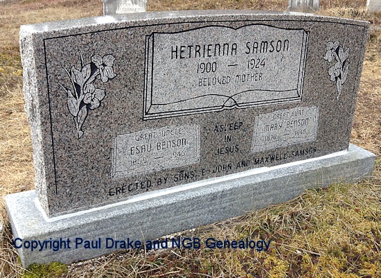 Hetrienna Samson, and Esau & Mary Benson