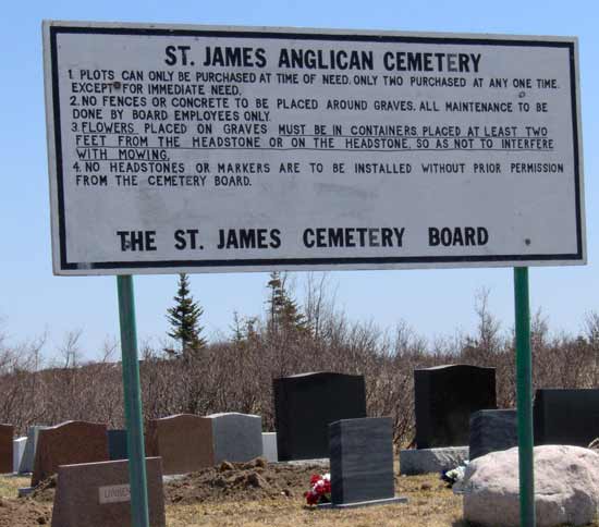 St. James Cemetery Board sign