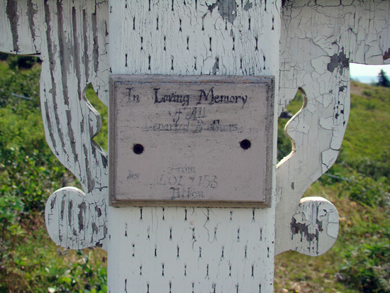 View of Cemetery Cross Plaque