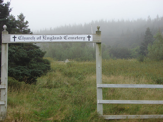 Foggy view of Cemetery gate