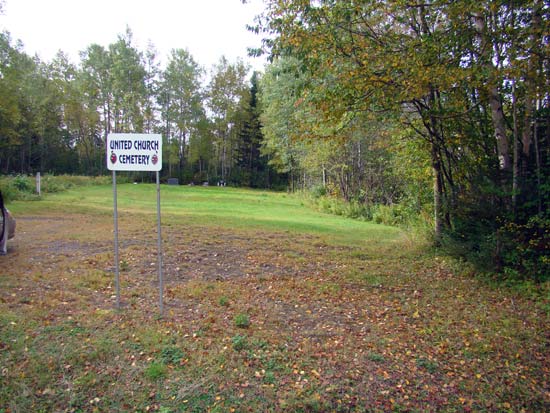 View of cemetery and Sign