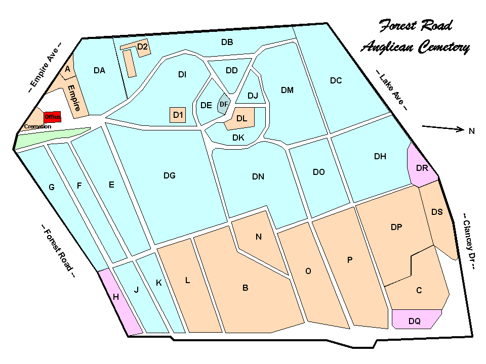 Forest Road Anglican Cemetery Diagram
