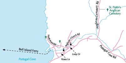 Map showing location of cemetery - Contributed by Jennifer Nash, December 1998