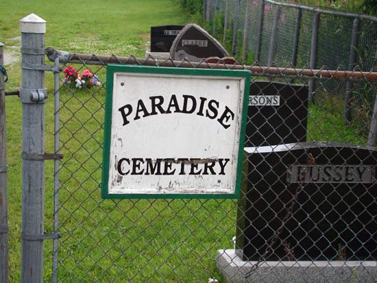 View of Cemetery Sign