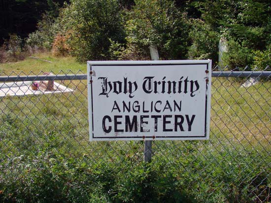 View of cemetery sign
