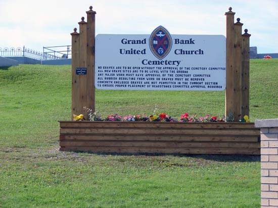 Grand Bank UC Cemetery Sign