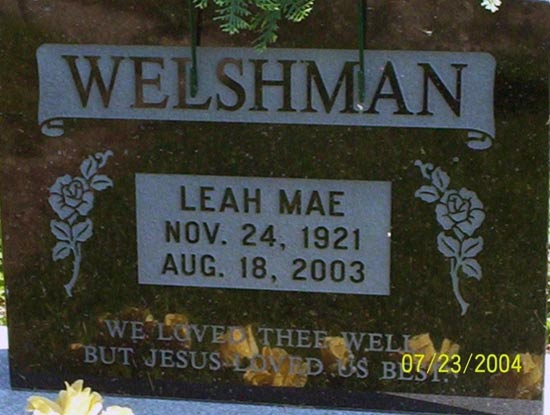 LEAH MAE WELSHMAN