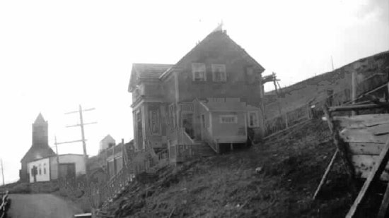 Ferryland Court House and the Church in the Background