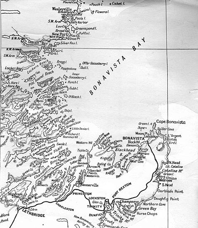 Early Map of the Bonavista Bay area